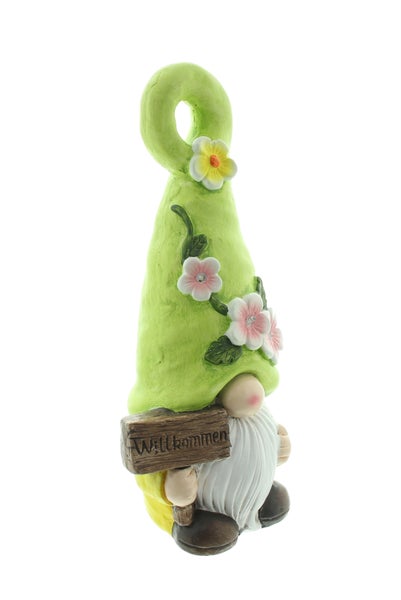 FRANK FLECHTWAREN|Solar-Wichtel Willkommen, 18 x 12 x 41 cm, MAGNESIUMOXID, KUNSTSTOFF