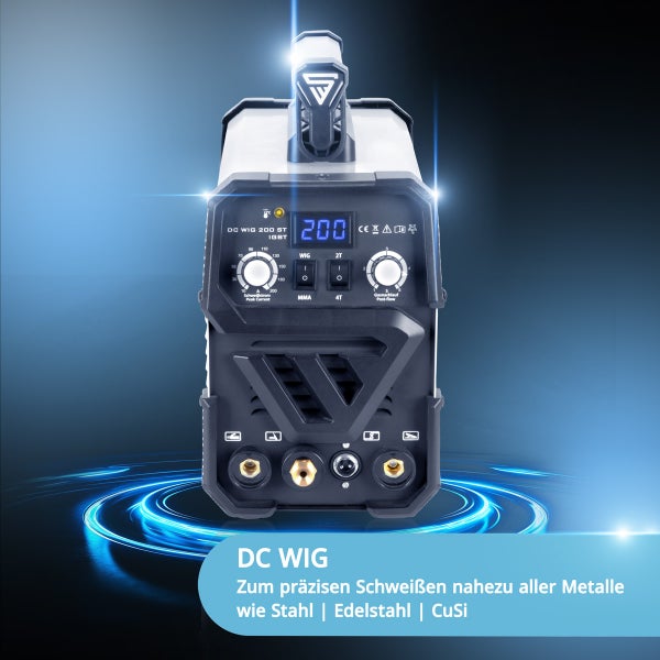 STAHLWERK Schweißgerät DC WIG 200 ST IGBT mit 200 Ampere und MMA E-Hand