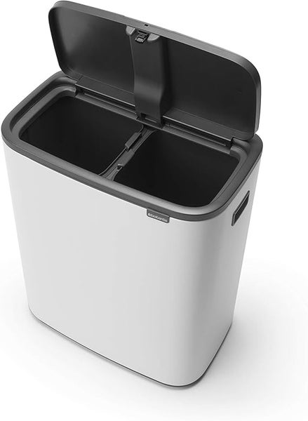 Brabantia Hochwertiger Abfallsammler Mit Touch Öffnung 2 x 30 Liter HxBxT 65,6 x 54,5 x 31 cm Weiß