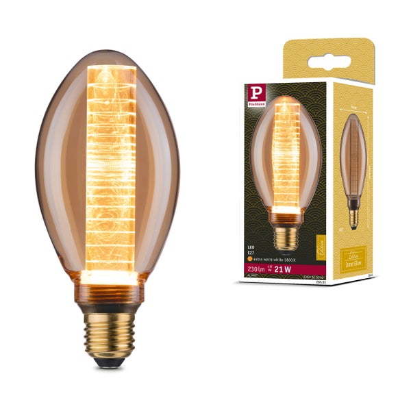 Inner Glow Edition LED Birne Innenkolben Ringmuster E27 230V 230lm 4W 1800K Gold