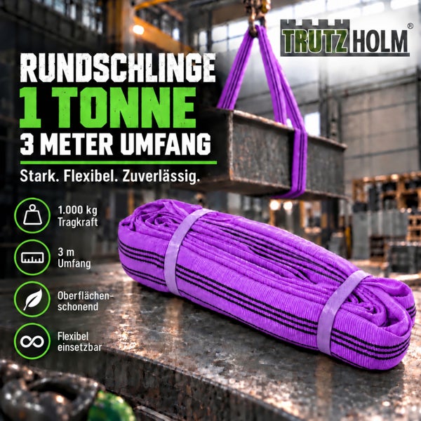 Trutzholm Rundschlinge mit 1000 kg Tragkraft und 3 Meter Umfang für den industriellen Hebeeinsatz.