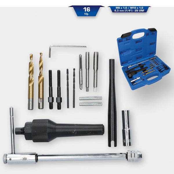 BRILLIANT TOOLS Glühkerzen-Ausbau- und Gewinde-Reparatur-Satz 16tlg. - BT561030