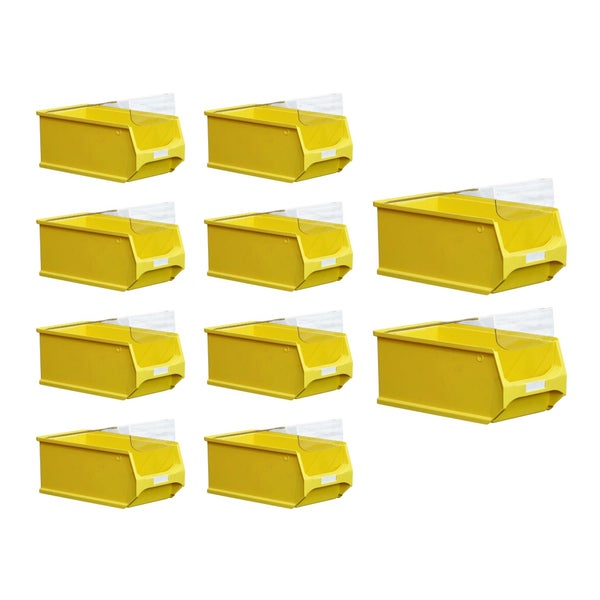 PROREGAL SparSet 10 x Gelbe Sichtlagerbox 4.0 Mit Abdeckung HxBxT 15 x 20 x 35 cm 7,2 Liter Sichtlagerbehälter Sichtlagerkasten