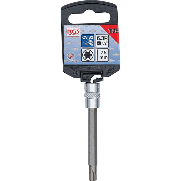 BGS Bit-Einsatz Länge 75 mm Antrieb Innenvierkant 6,3 mm (1/4) T-Profil (für Torx) T35 - 2565-75