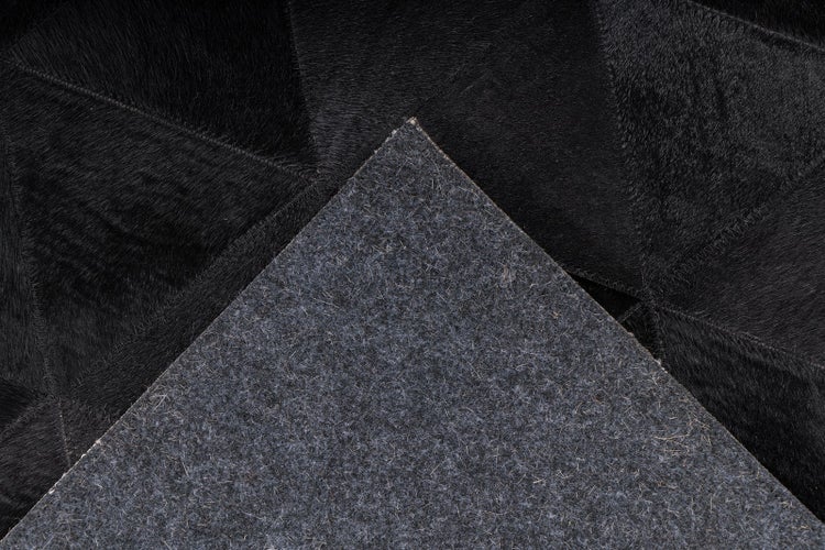Flachflor Teppich Luxuria Schwarz Leder Patchwork-Design handgenäht 80 x 150 cm