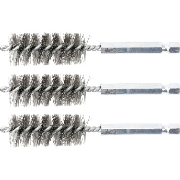 BGS Stahlbürste 18 mm Antrieb Außensechskant 6,3 mm (1/4) 3tlg. - 3078-18-S