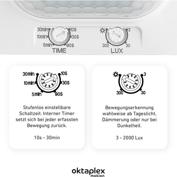 Oktaplex Leo Bewegungsmelder Innen 360° 10m Weiß LED geeignet