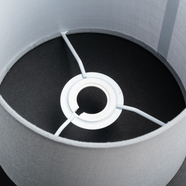 Lampenschirm (Ø 20 cm), Stoff, Höhe 16,5 cm, rund, Aufnahme für Fassung E27 E14 mm, Ersatzschirm für Hängelampen, Stehlampen, Tischlampen, Grau