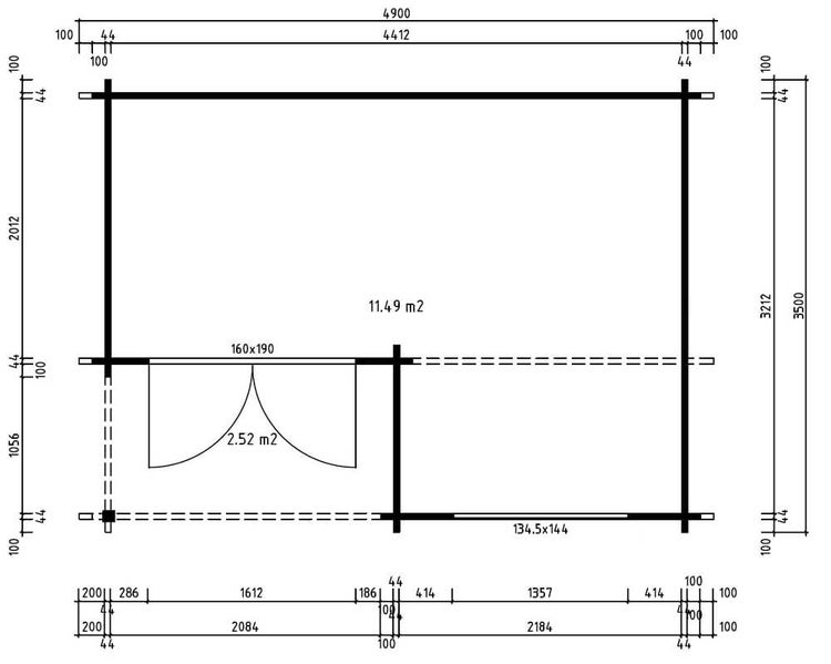 Alpholz Gartenhaus Orkus-44 Petite Gartenhaus aus Holz, Holzhaus mit 44 mm Wandstärke inklusive Terrasse, Blockbohlenhaus mit Montagematerial, Naturbelassen 4,9x3,5m