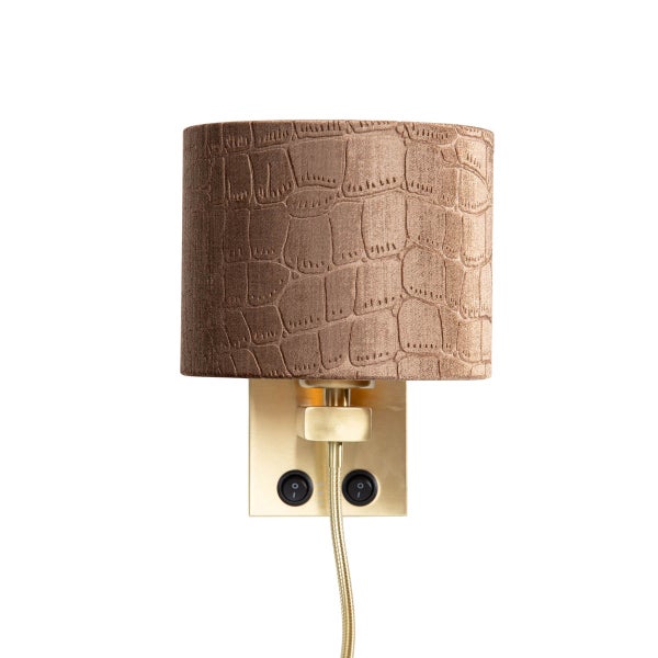 Wandleuchte mit Schalter und Lampenschirm im Kroko-Design