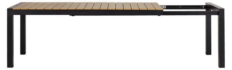 Joan Gartentisch 205-275 x 100 cm, mit Auszug inkl. 1 Platte, schwarz und teak Dekor. 275 X 100 X 76 cm
