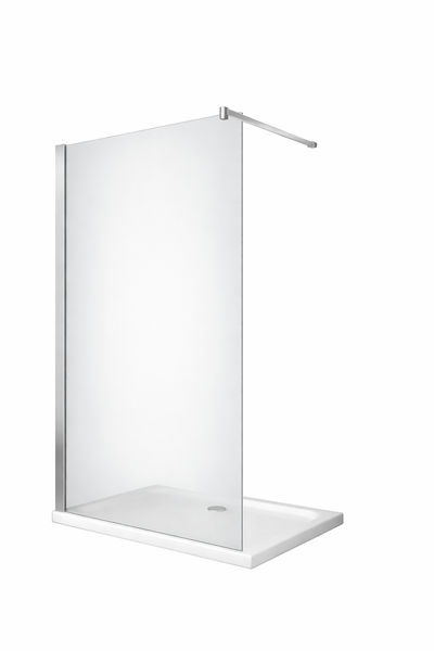 Duschwand mit Duschbecken und Stabilisierungsstange