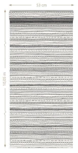 Tapetenrolle mit verschiedenen Mustern, 53 cm breit und 10,05 m lang