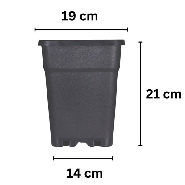 Blumentopf Eckig 6,5L – Robuster Hartkunststofftopf (19x19x21 cm) aus Recyclingmaterial – Nachhaltig, langlebig & mit Entwässerungslöchern für gesundes Pflanzenwachstum