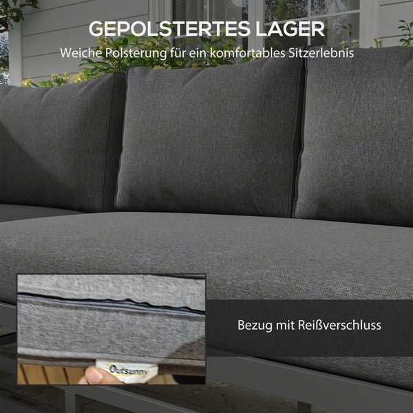 Outsunny 5-tlg. Gartenmöbel-Set, 155L x 70B x 76,5H cm, Aluminium, Polyester, grau