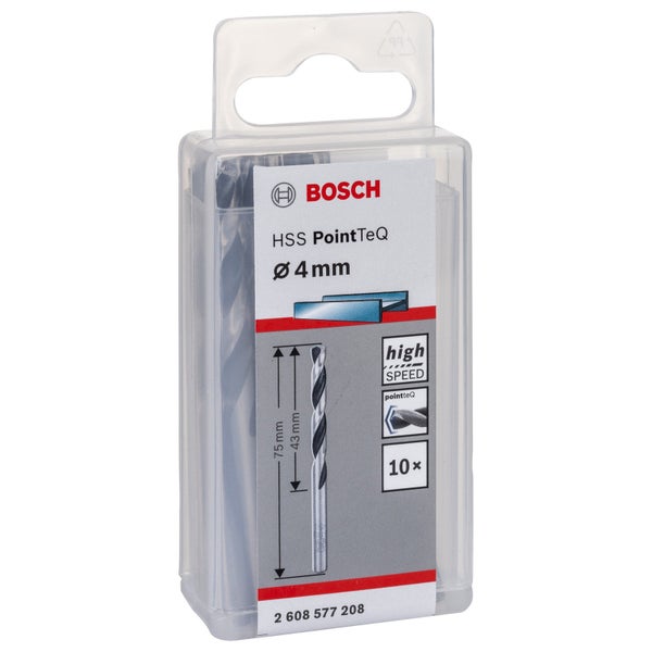 Bosch Logo. HSS PointTeQ 4 Millimeter Bohrer im Paket, 10 Stück