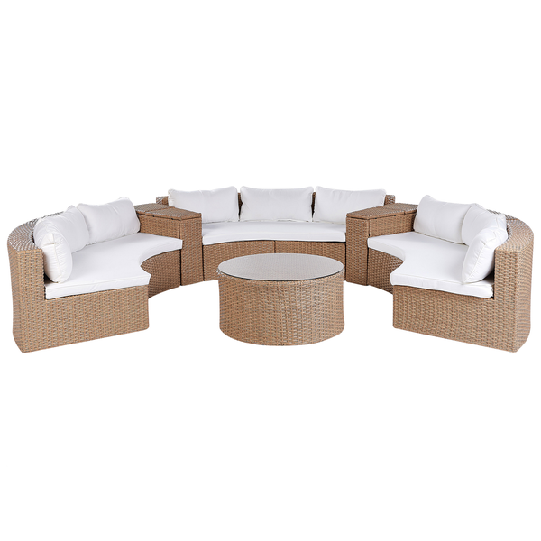 Lounge Set mit Tisch 9-Sitzer SEVERO Polyrattan Sandbeige