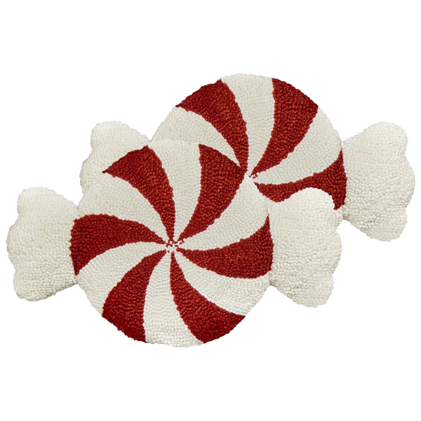 Dekokissen 2er Set SPIRAL CANDY Bouclé 35 x 58 cm Weiß Weihnachtsmotiv