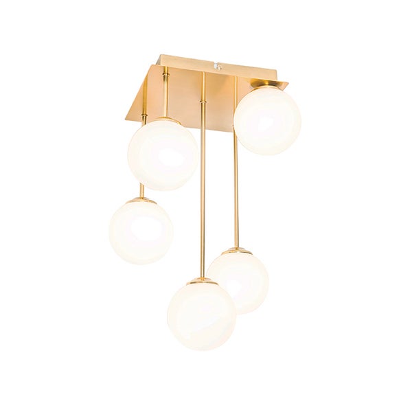 Hängelampe mit fünf Kugeln und Metallrahmen