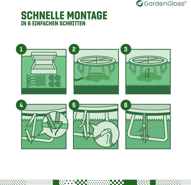 GardenGloss Bodenanker Trampolin Set (4 Stück) – 40cm Robuste Erdanker für Trampolin – Schraubanker zum Eindrehen zur sicheren Befestigung im Boden