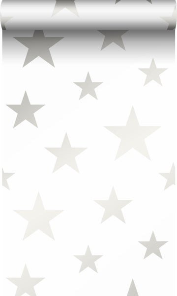 Origin Wallcoverings Tapete Sterne Weiß und Silber - 53 cm x 10.05 m - 347696