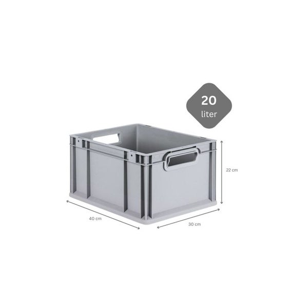 PROREGAL Spar Set 5x Eurobox Nextgen Economy Mit Scharnierdeckel & Schwarzen Schiebeschnappverschlüssen Griffe Offen HxBxT 22 x 30 x 40 cm 20 Liter