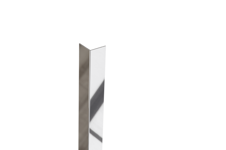 Edelstahl-Winkel-L-Profil 1 cm x 1 cm x 244 cm – Poliertes Silber