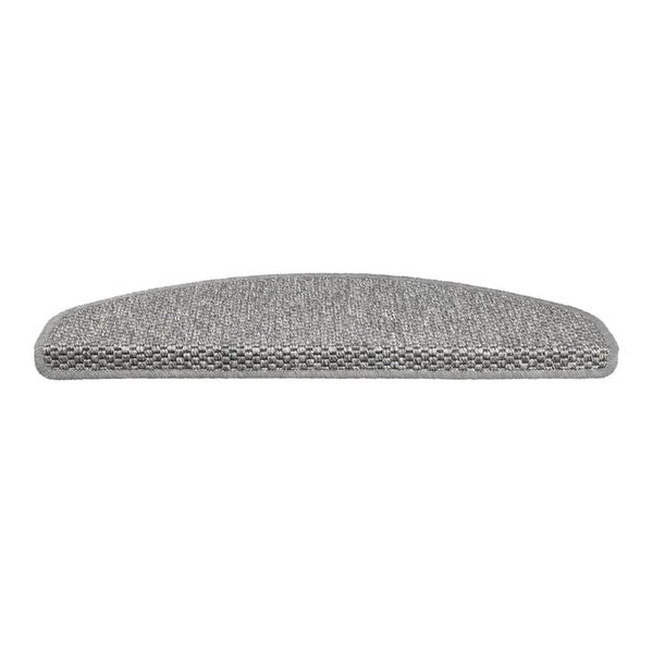 FLOORDIREKT Stufenmatte Kalkutta - Sisaloptik - Schlingenpol - Selbstklebend - Silber - Halbrund - 23,5 x 65 cm
