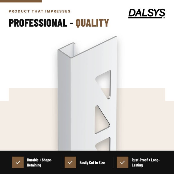 Dalsys Abschlussprofil aus Metall mit Lochstanzung zur einfachen Montage bei Fliesenarbeiten.