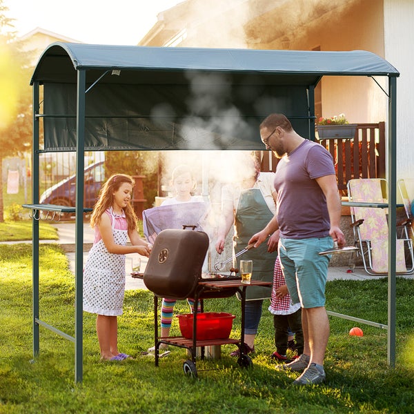Outsunny Grillpavillon, 218 x 138 x 216 cm, Polyester, Schwarz