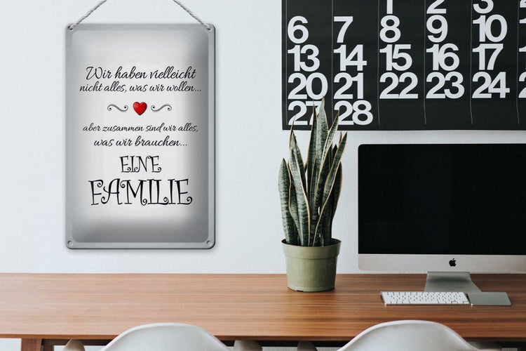 Blechschild Spruch 20x30cm Zusammen wir alles eine Familie