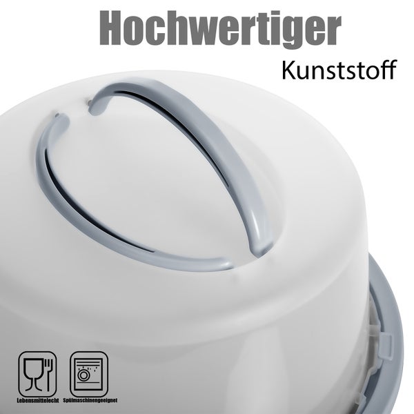 Hochwertiger Kunststoffdeckel mit Tragegriffen, lebensmittelecht und spülmaschinengeeignet.