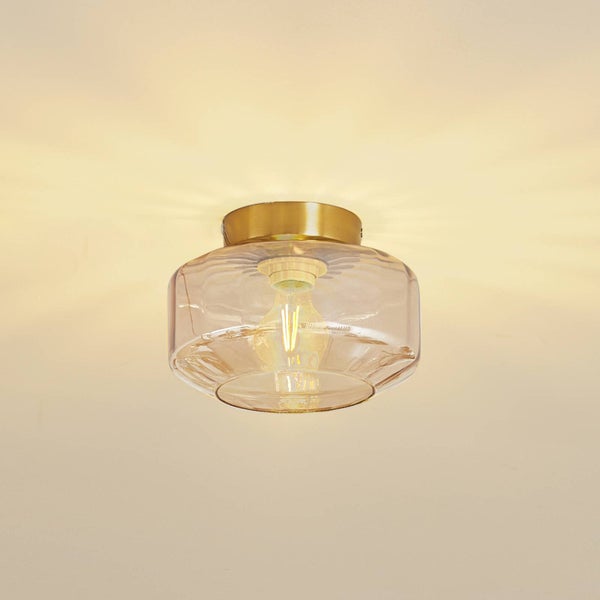 Lindby Deckenlampe Hildur in Creme aus Glas (1 flammig, E27) - Deckenleuchte Lampe Wohnzimmerleuchte