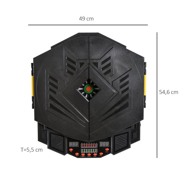 HOMCOM Elektronische Dart-set mit Tür, LED Anzeige, Soundeffekte, 12 Darts, 12 Dartköpfe, 27 Spiele und 216 Trefferoptionen für 8 Spieler,  49 x 54,6 x 5,5 cm, Kunststoff, Schwarz