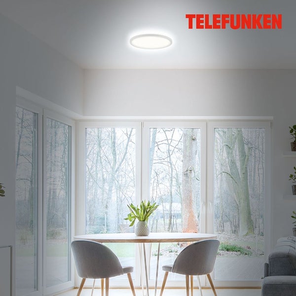TELEFUNKEN? LED Bad Deckenleuchte mit Backlight, IP44 LED Badezimmerlampe, ultraflach, neutralweißes Licht, Weiß, 290x35 mm (DxH)