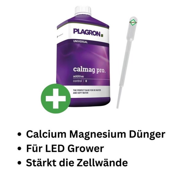 Plagron Calmag Pro 1 Liter – Zuverlässiger Calcium- und Magnesiumdünger für gesundes Pflanzenwachstum | Ideal bei LED-Beleuchtung mit Pipette & Messbecher