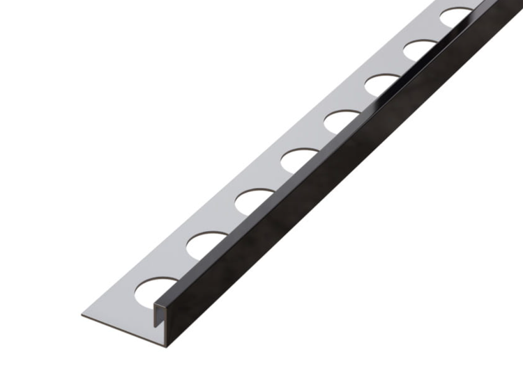 Fliesenschiene aus Metall mit runden Aussparungen