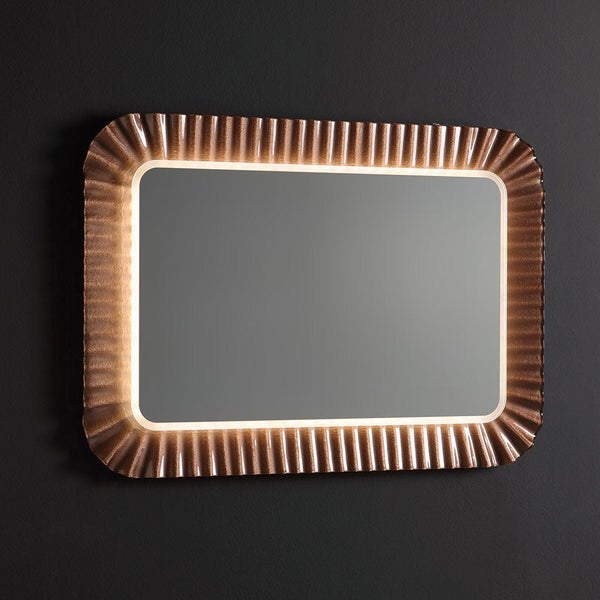 Led Spiegel mit bronzefarbigem Rahmen aus bearbeitetem Glas 94X68
