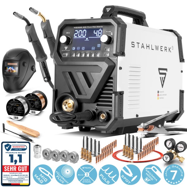 STAHLWERK MIG MAG 200 Puls Pro Digital Schweißgerät mit Zubehör
