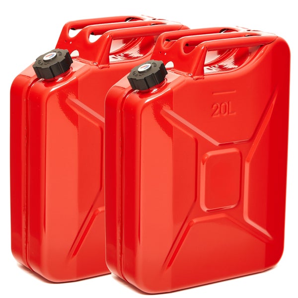 BW® Kraftstoffkanister Metall Benzinkanister 2x 20 Liter mit Schraubverschluss - Rot - RAL 3000 - TÜV-geprüft und UN-Zulassung - Made in Europe