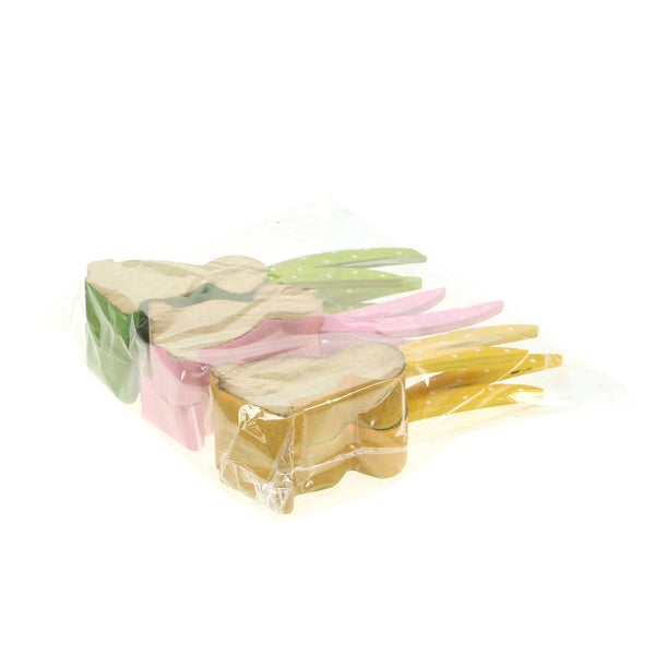 Verpackung mit Holzklammern in Hasenform