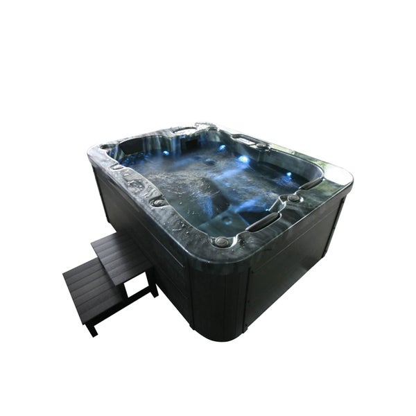 Home Deluxe Outdoor Whirlpool BLACK MARBLE -  Mit Treppe und Thermoabdeckung