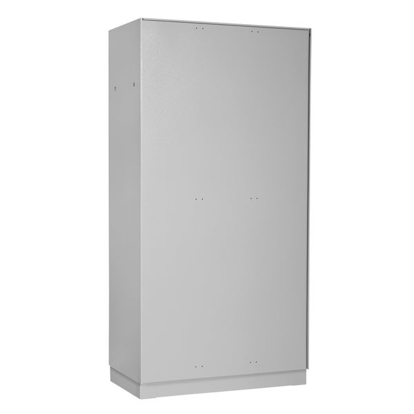 PROREGAL Garderobenschrank Ermine mit 3 Türen | HxBxT 178x89x50cm | Lichtgrau/Orange | Spind, Aufbewahrungsspind, Arbeitsschrank