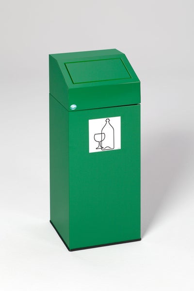 PROREGAL Selbstlöschender Wertstoffsammler Glas 47 Liter HxBxT 79 x 32 x 32 cm Verzinkter Stahl Grün