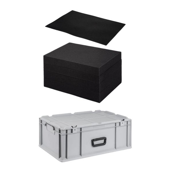 PROREGAL Eurobox NextGen Portable Mit Rasterschaumstoff und Schaumstoffeinlage HxBxT 23,5 x 40 x 60 cm 44 Liter Eurobehälter Transportbox