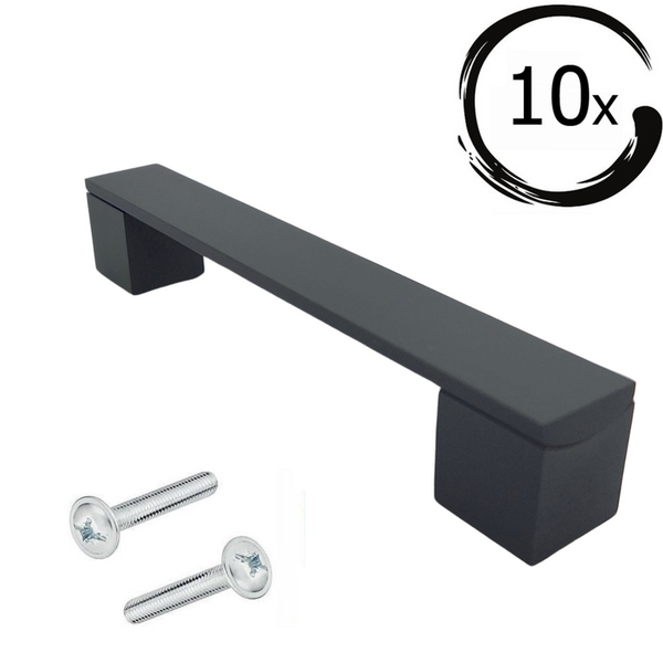 Möbelgriff Stangengriff Austin Lochabstand 128 mm Aluminium Schwarz Set 10