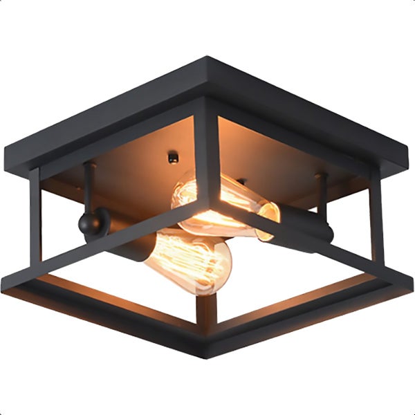 Goliving Deckenleuchte Industrial - Deckenleuchte - Doppellampe - E27 - Metall - Schwarz