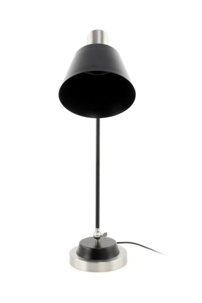 Minimalistische Tischlampe mit Kegel Schirm in Silber schwarz | Wohnzimmer Esszimmer Leuchte