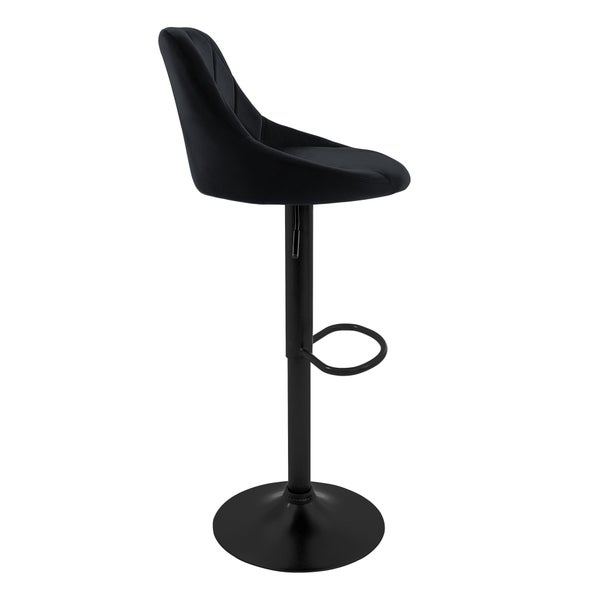 ML-Design Barhocker 4er Set, Bezug aus Samt, Schwarz, Gepolsterter Barstuhl mit Rückenlehne und Fußstütze, Tresenhocker höhenverstellbar 62-82 cm, 360° drehbar, Bistrohocker Hocker Drehstuhl Barstühle