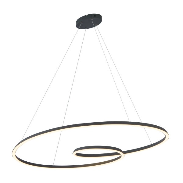 Schwarze LED Pendelleuchte mit spiralförmigem Design